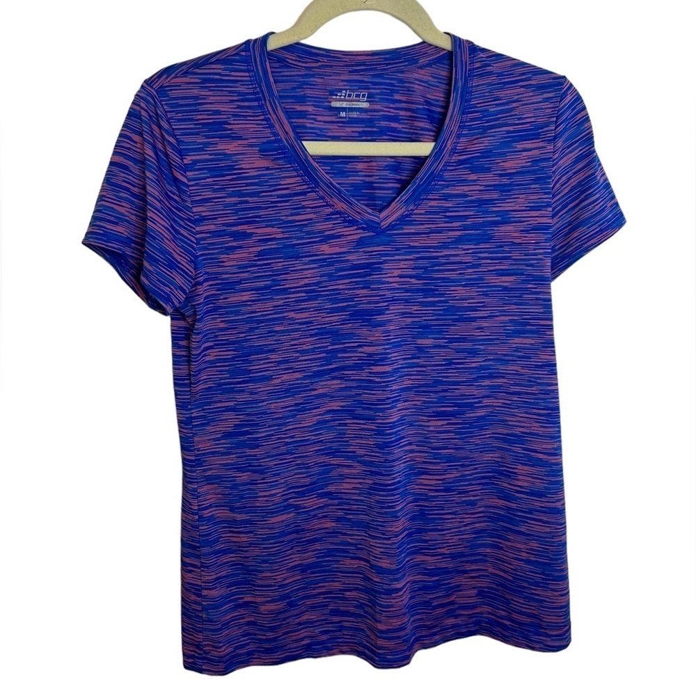 BCG BLUE SPACE DYE V-NECK ACTIVE TEE